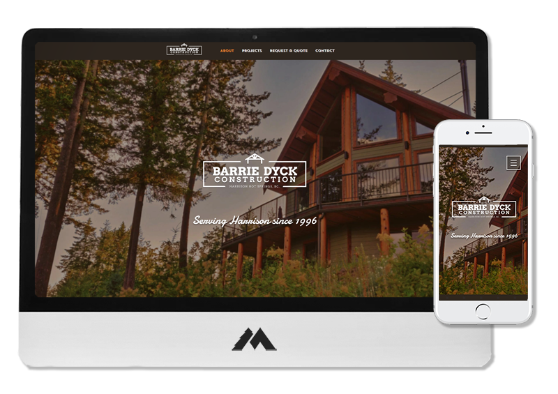 WIX website design and logo design for Barrie Dyck Contracting and Construction in Harrison Hot Springs BC